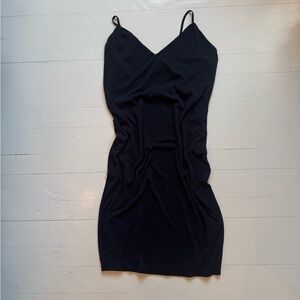 Little Black Dress Spaghetti Straps Slinky Raw Silk Feel Bareback 8 NWOT